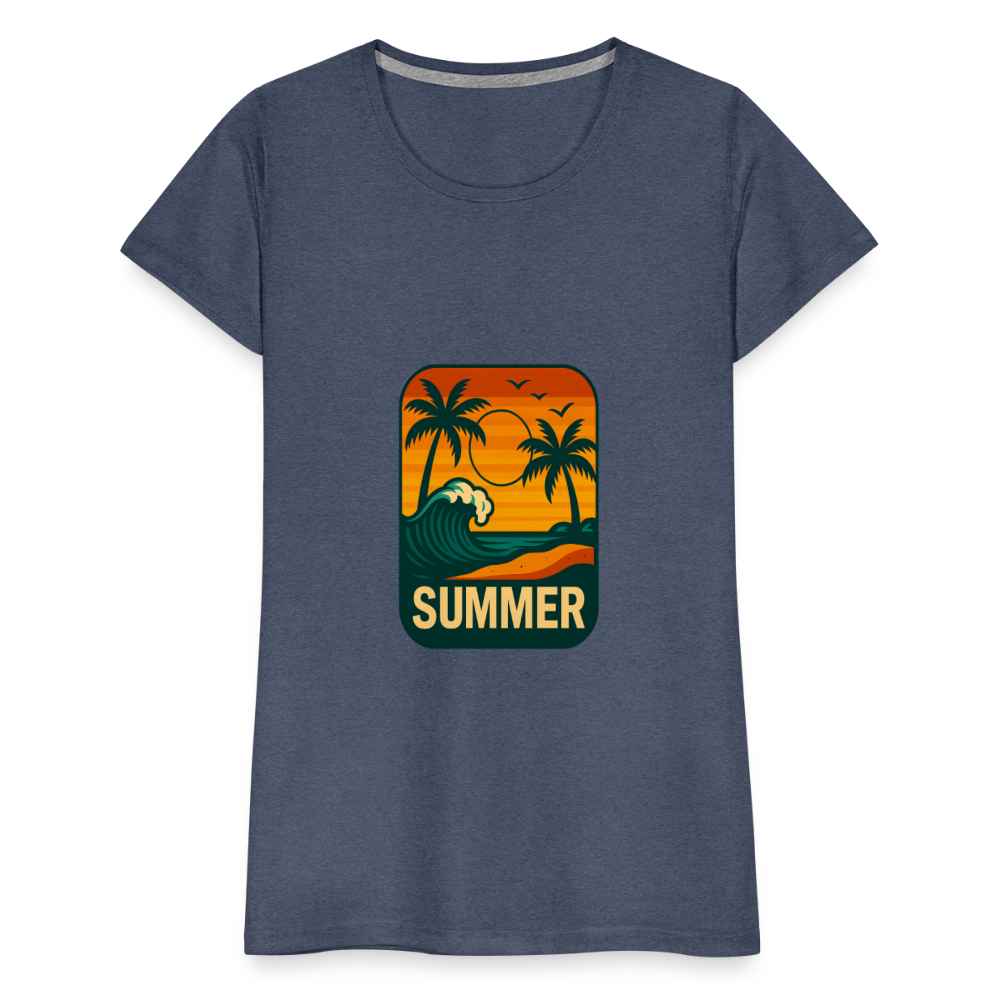 Frauen Premium T-Shirt „ Summer" - Blau meliert