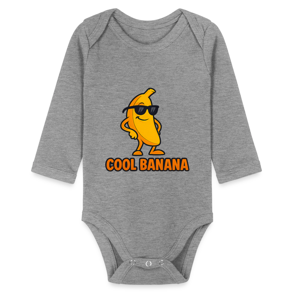 Baby Bio-Langarm-Body - Motiv „Cool Banana" - Grau meliert