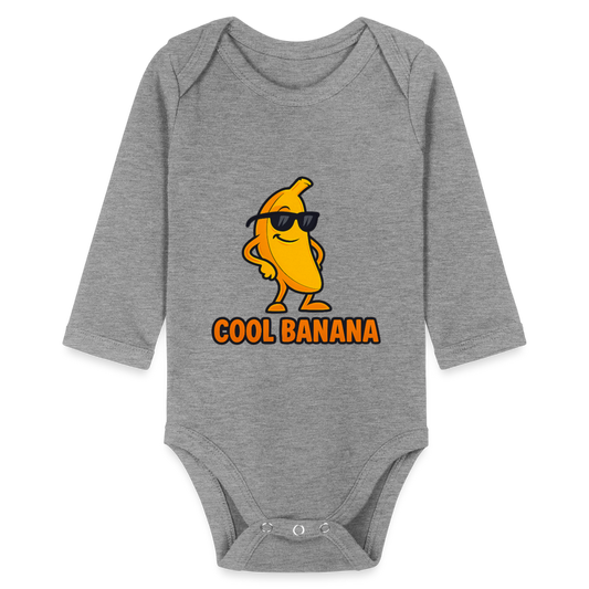Baby Bio-Langarm-Body - Motiv „Cool Banana" - Grau meliert