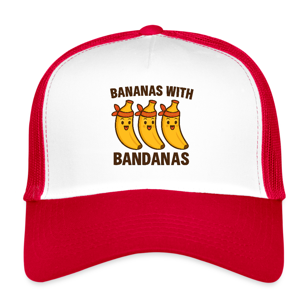 Trucker Cap „ Bananas with Bandanas" - Weiß/Rot