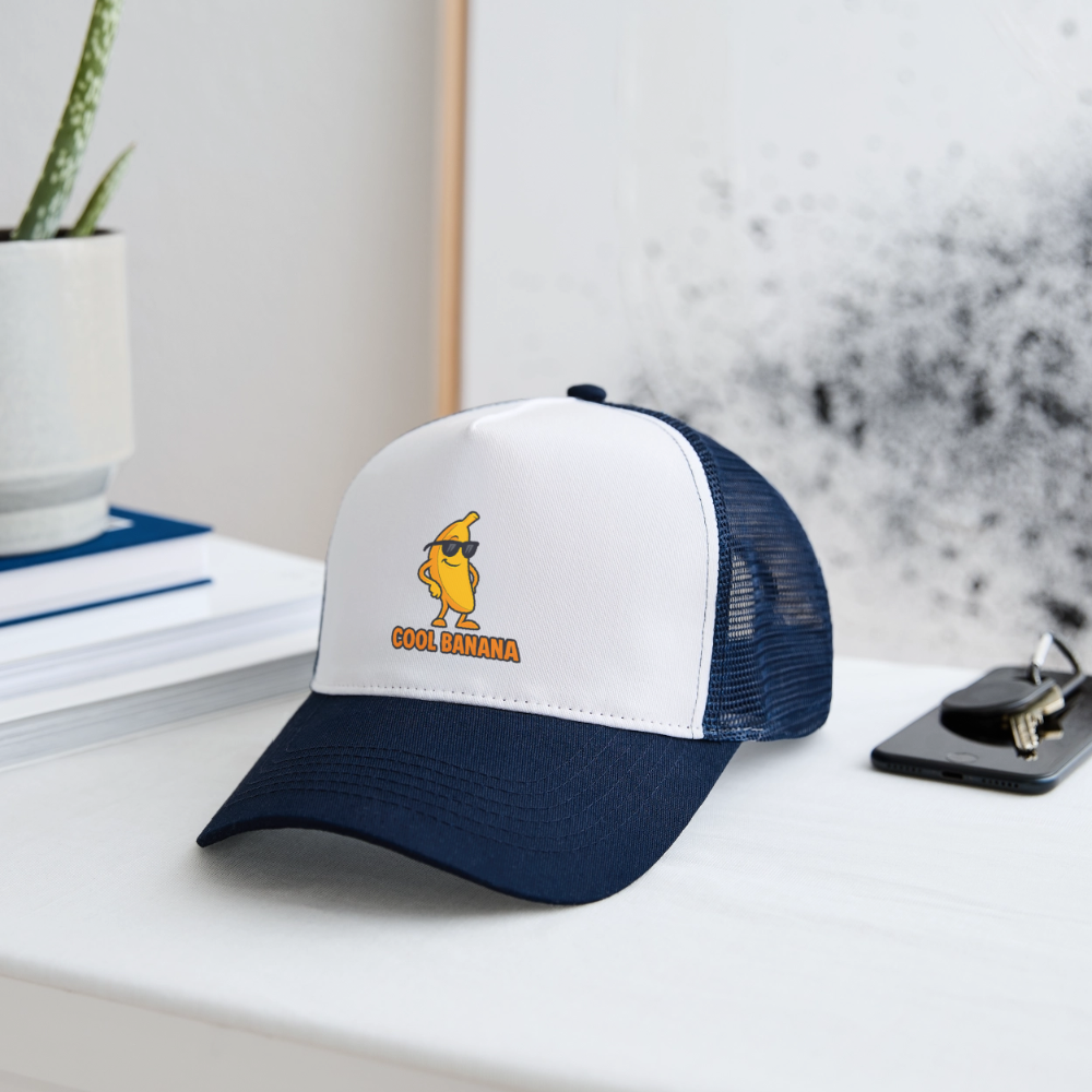 Trucker Cap „ Cool Banana" - Weiß/Navy