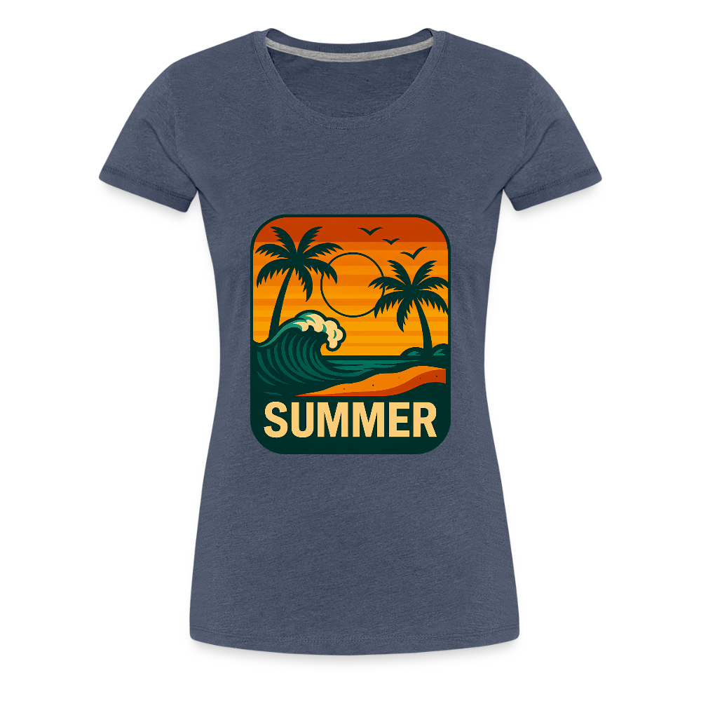 Frauen Premium T-Shirt „ Summer" - Blau meliert