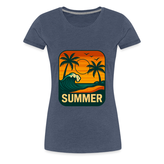 Frauen Premium T-Shirt „ Summer" - Blau meliert