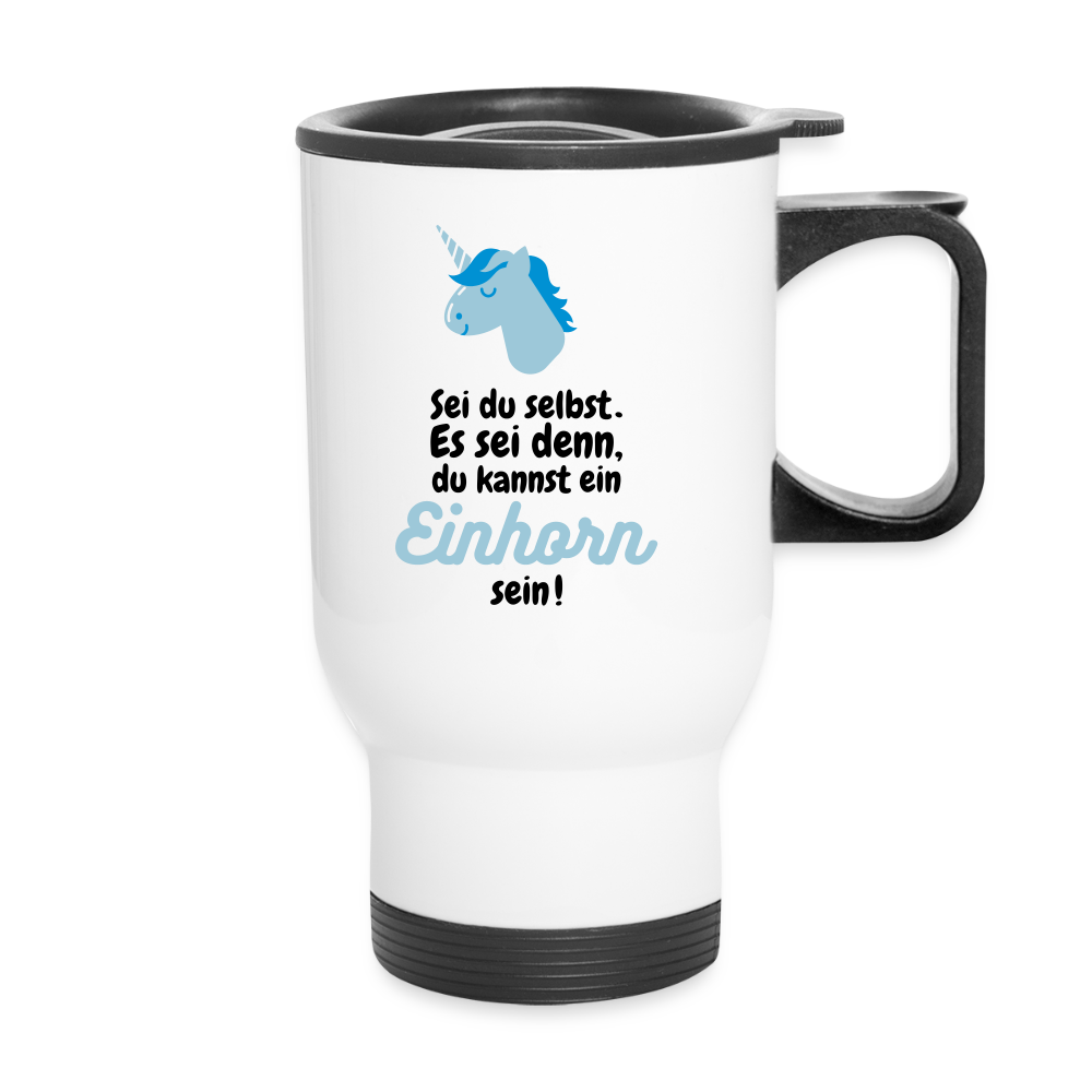 Thermobecher mit Tragegriff „ Einhorn" - Weiß