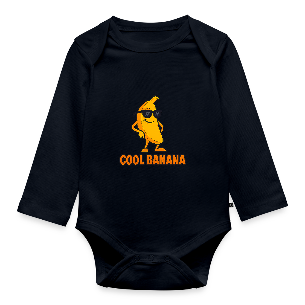 Baby Bio-Langarm-Body - Motiv „Cool Banana" - Navy