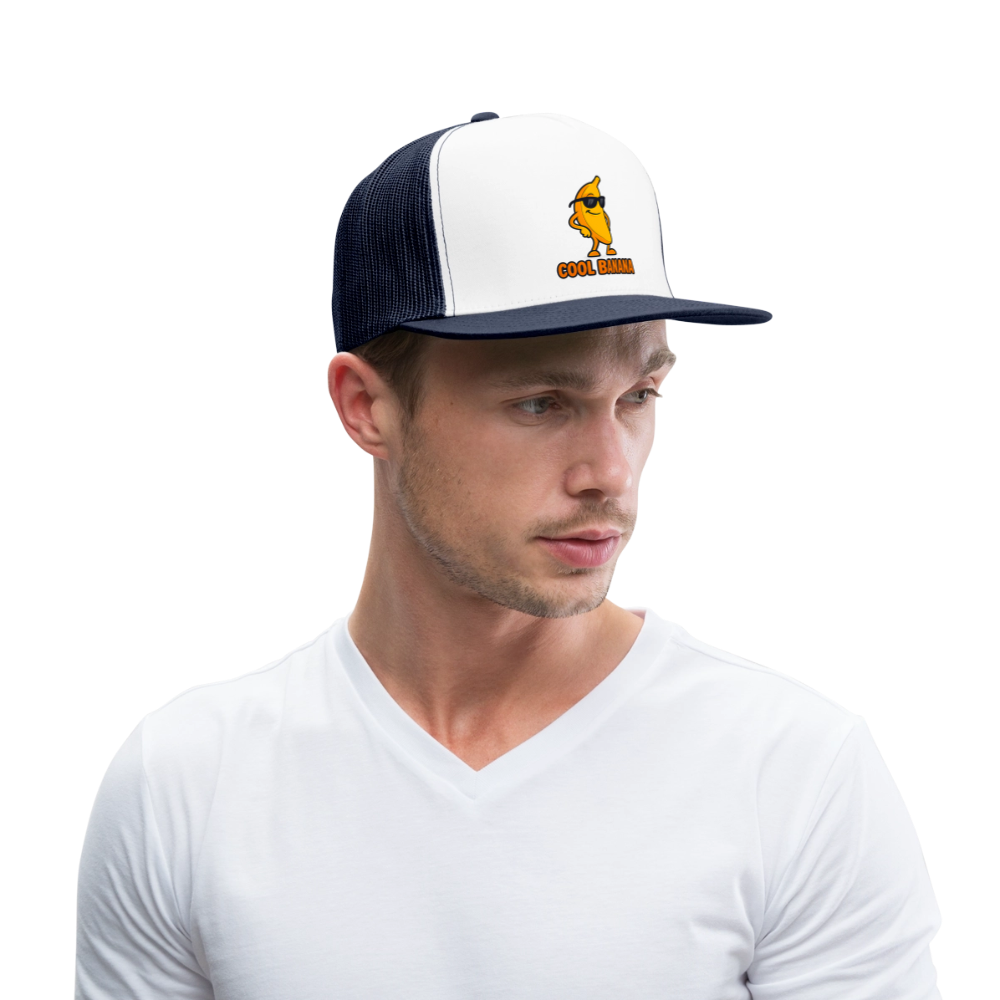 Trucker Cap „ Cool Banana" - Weiß/Navy