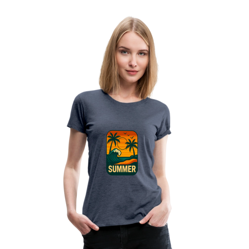 Frauen Premium T-Shirt „ Summer" - Blau meliert