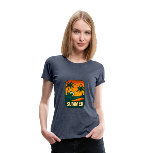 Frauen Premium T-Shirt „ Summer" - Blau meliert