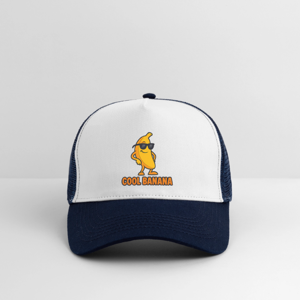 Trucker Cap „ Cool Banana" - Weiß/Navy