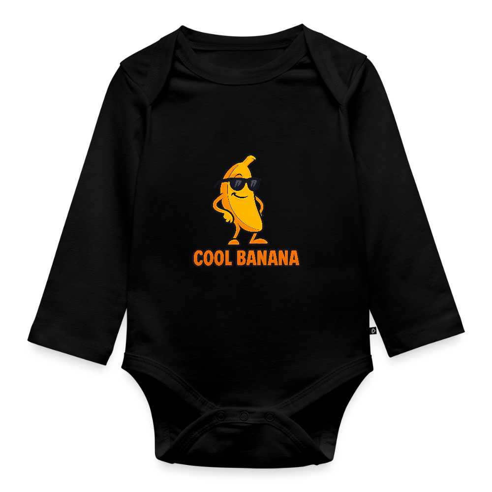 Baby Bio-Langarm-Body - Motiv „Cool Banana" - Schwarz