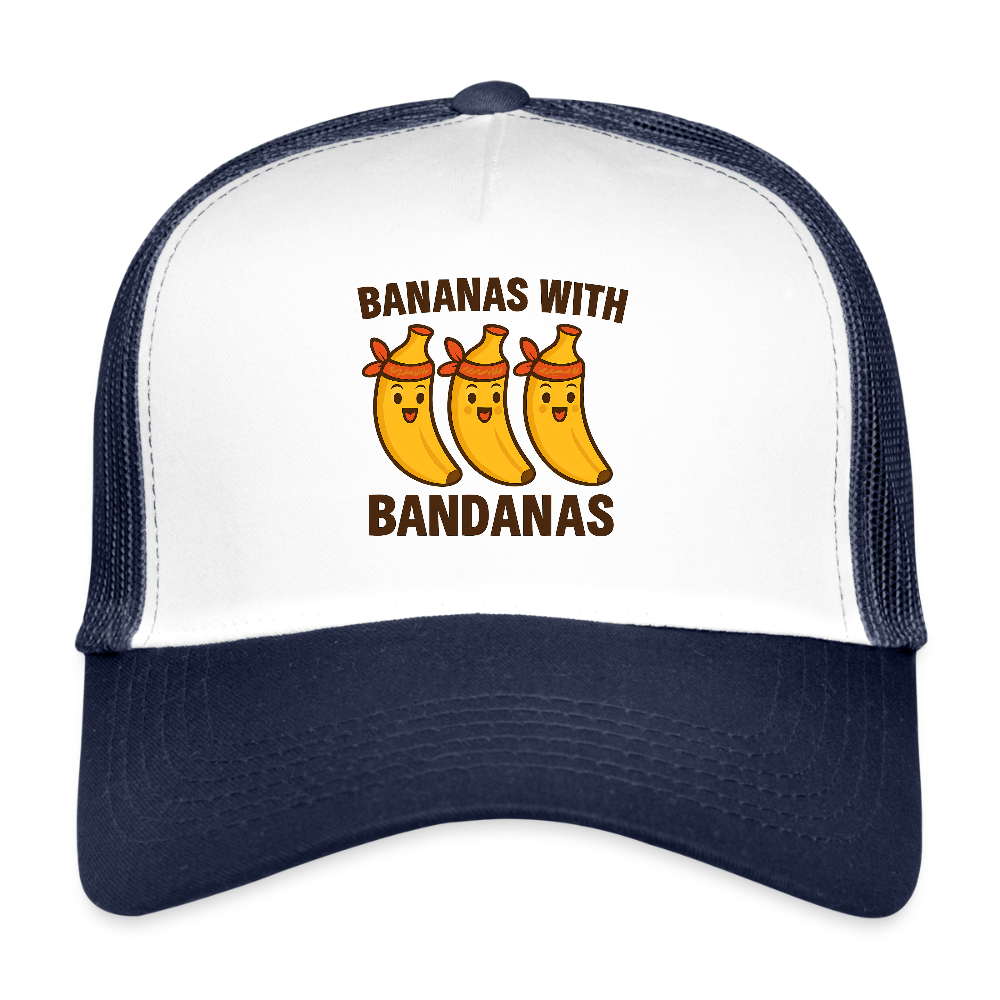 Trucker Cap „ Bananas with Bandanas" - Weiß/Navy