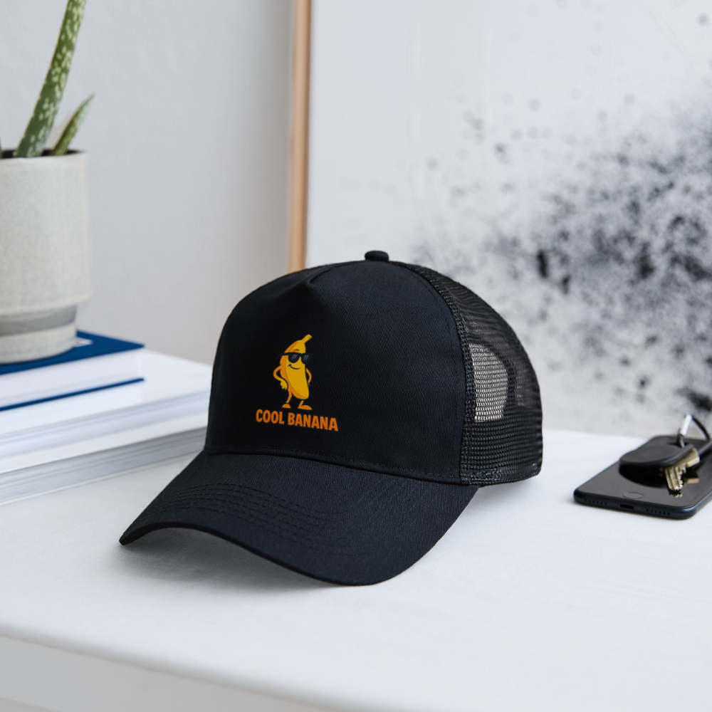 Trucker Cap „ Cool Banana" - Schwarz/Schwarz