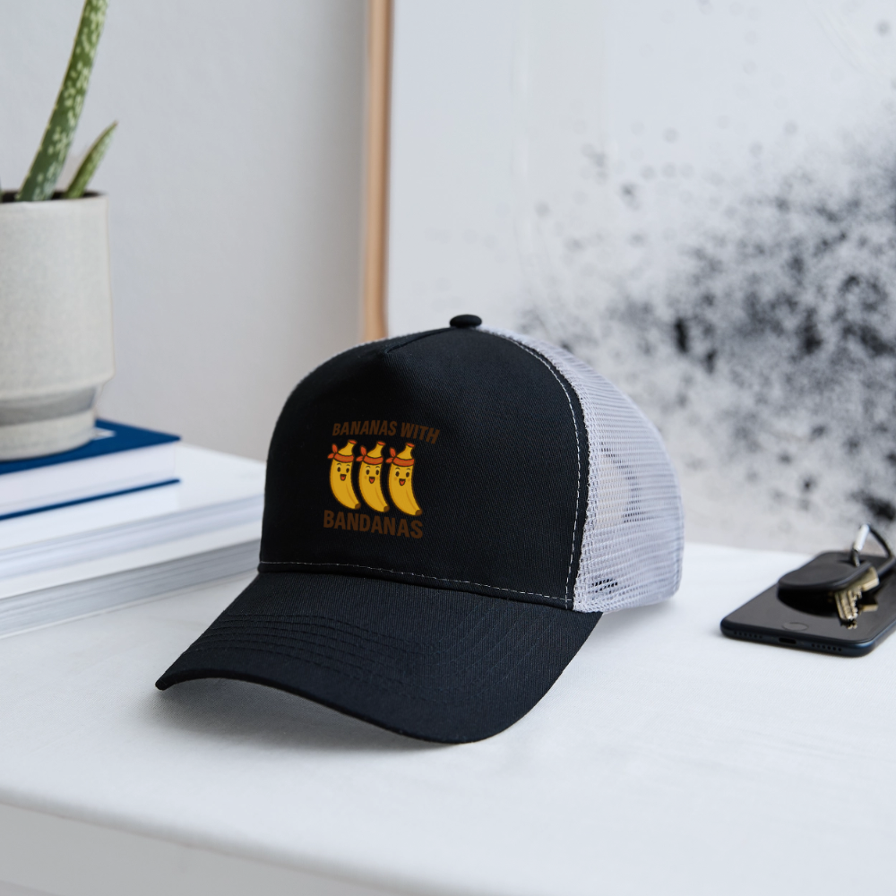 Trucker Cap „ Bananas with Bandanas" - Schwarz/Steingrau