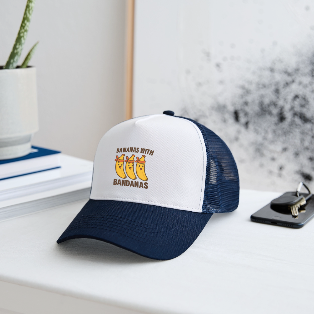 Trucker Cap „ Bananas with Bandanas" - Weiß/Navy