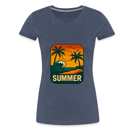 Frauen Premium T-Shirt „ Summer" - Blau meliert