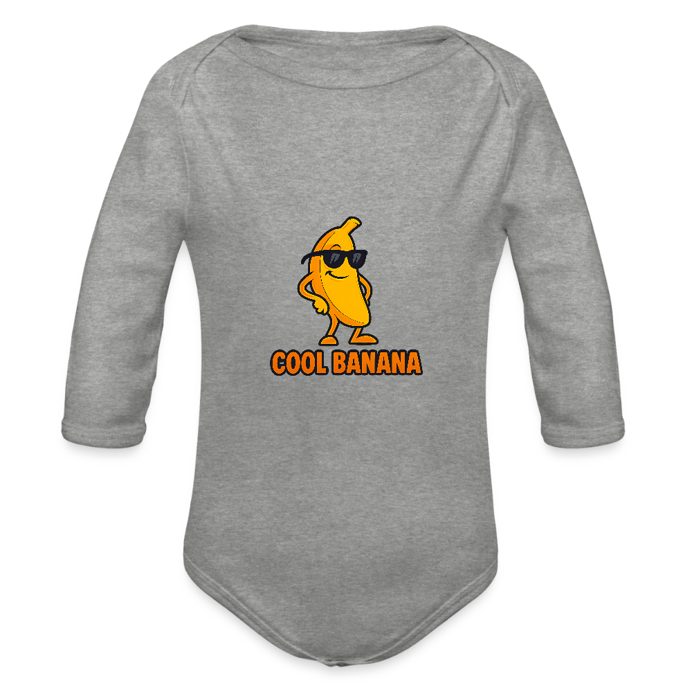Baby Bio-Langarm-Body - Motiv „Cool Banana" - Grau meliert