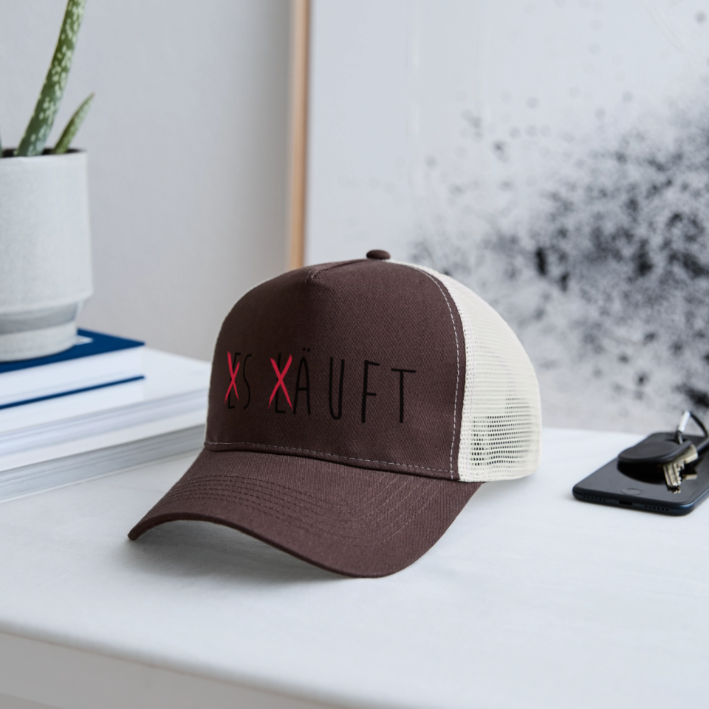 Trucker Cap „ Es läuft" - Braun/Beige