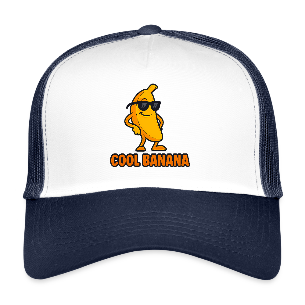 Trucker Cap „ Cool Banana" - Weiß/Navy