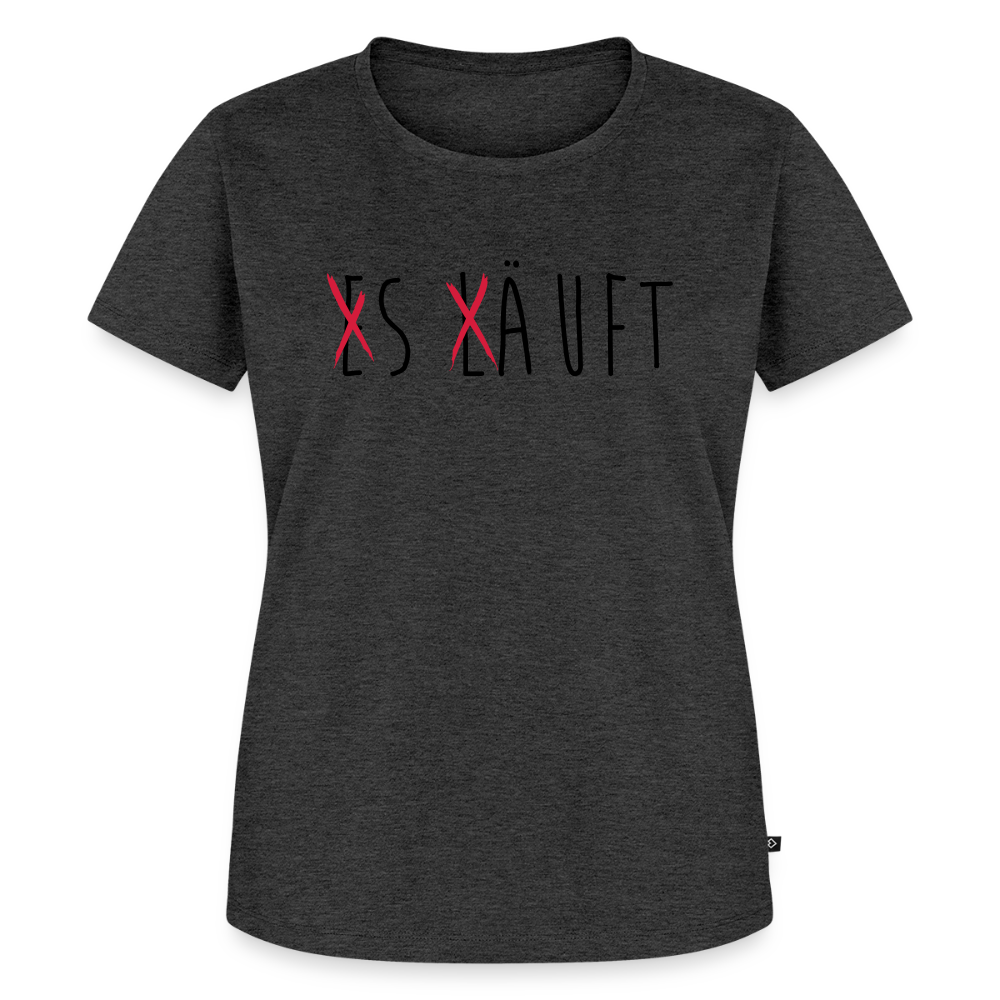 Frauen Premium T-Shirt „ Es läuft" - Anthrazit meliert
