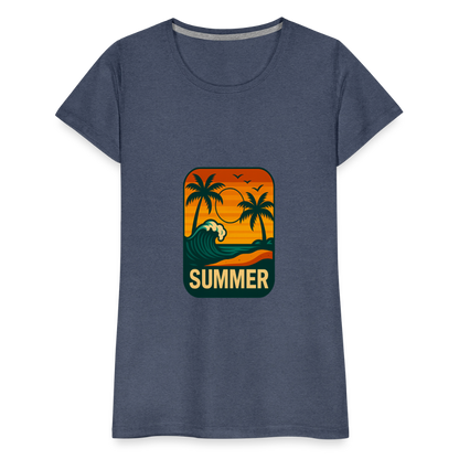 Frauen Premium T-Shirt „ Summer" - Blau meliert