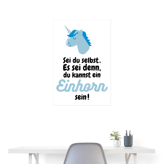 Poster 60x90 cm „ Einhorn" - Weiß