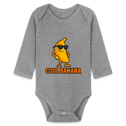 Baby Bio-Langarm-Body - Motiv „Cool Banana" - Grau meliert