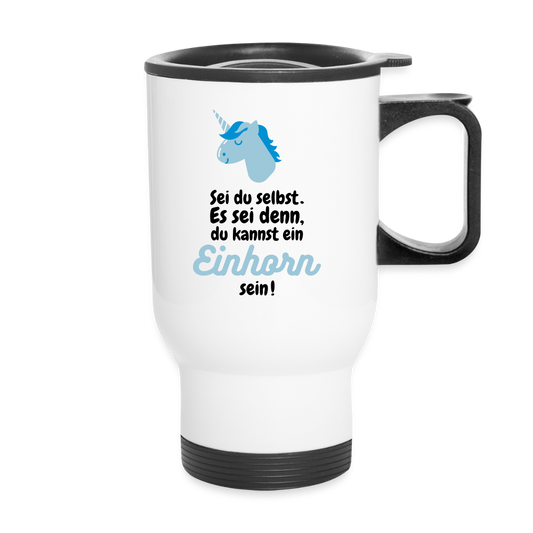 Thermobecher mit Tragegriff „ Einhorn" - Weiß