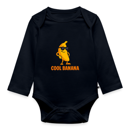Baby Bio-Langarm-Body - Motiv „Cool Banana" - Navy