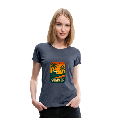Frauen Premium T-Shirt „ Summer" - Blau meliert