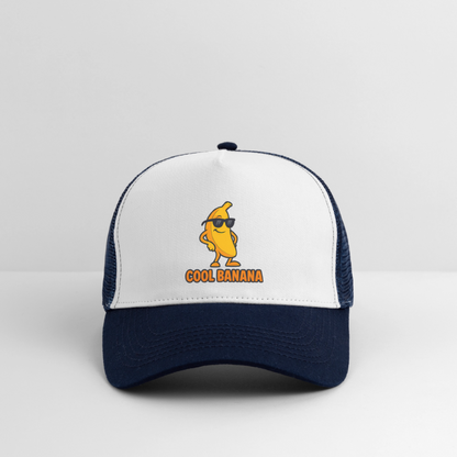 Trucker Cap „ Cool Banana" - Weiß/Navy