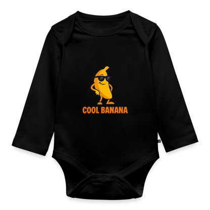 Baby Bio-Langarm-Body - Motiv „Cool Banana" - Schwarz