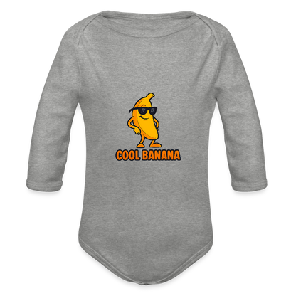 Baby Bio-Langarm-Body - Motiv „Cool Banana" - Grau meliert