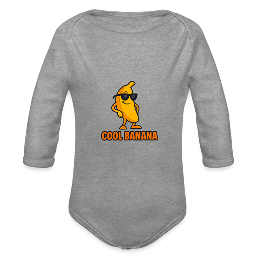Baby Bio-Langarm-Body - Motiv „Cool Banana" - Grau meliert