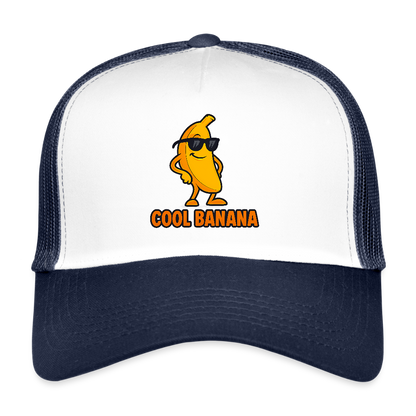 Trucker Cap „ Cool Banana" - Weiß/Navy